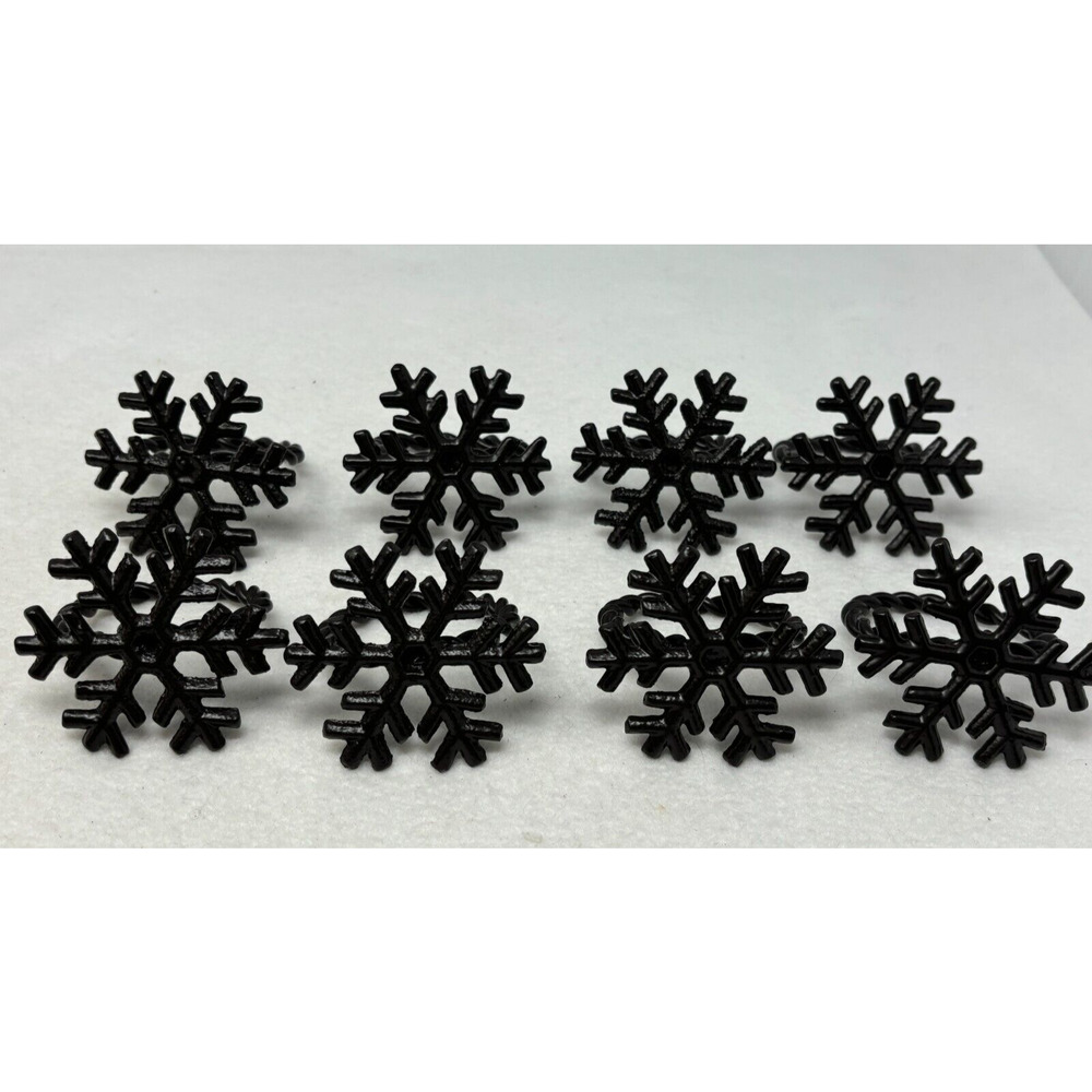 Snowflake Christmas‎ Holiday Napkin Rings Brown Cast-Iron Metal Set of 8
